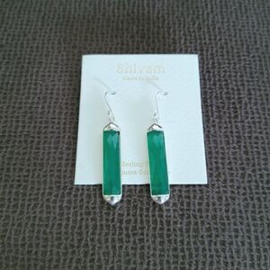 Shivam Green💚 Onyx Bar Drop Earrings